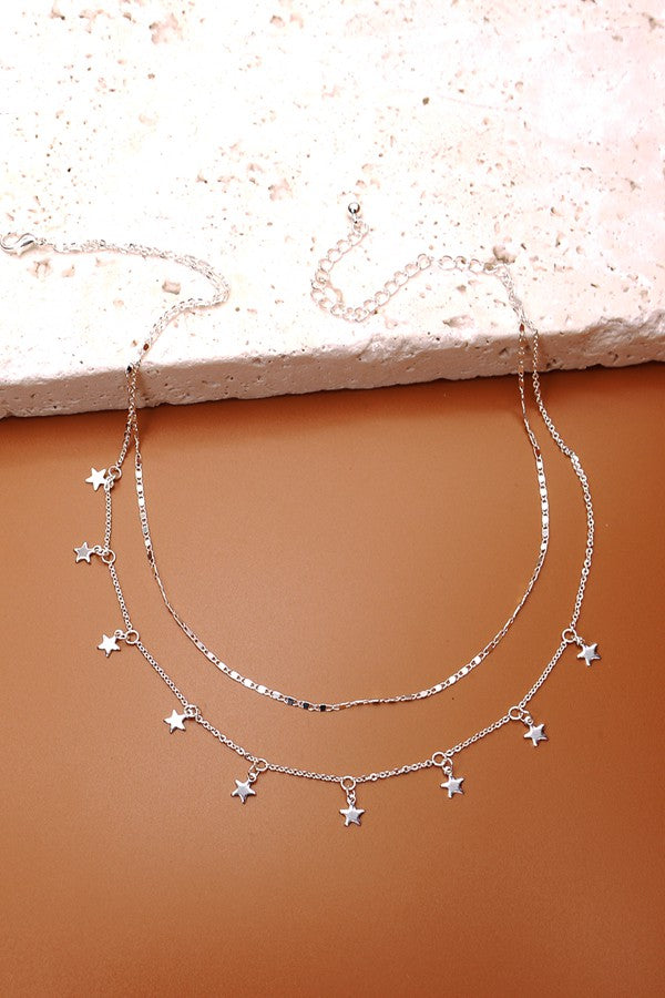 The Dainty Star Double Chain Necklace | Gold |