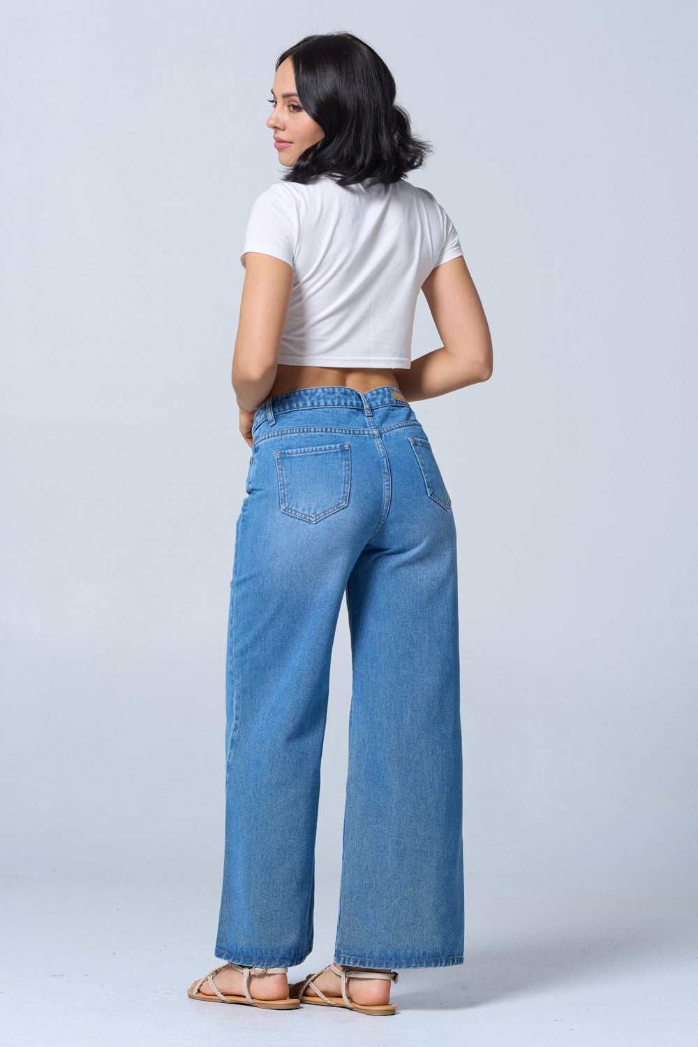 The Rae Low Rise Wide Leg Denim Jeans | Light Wash |