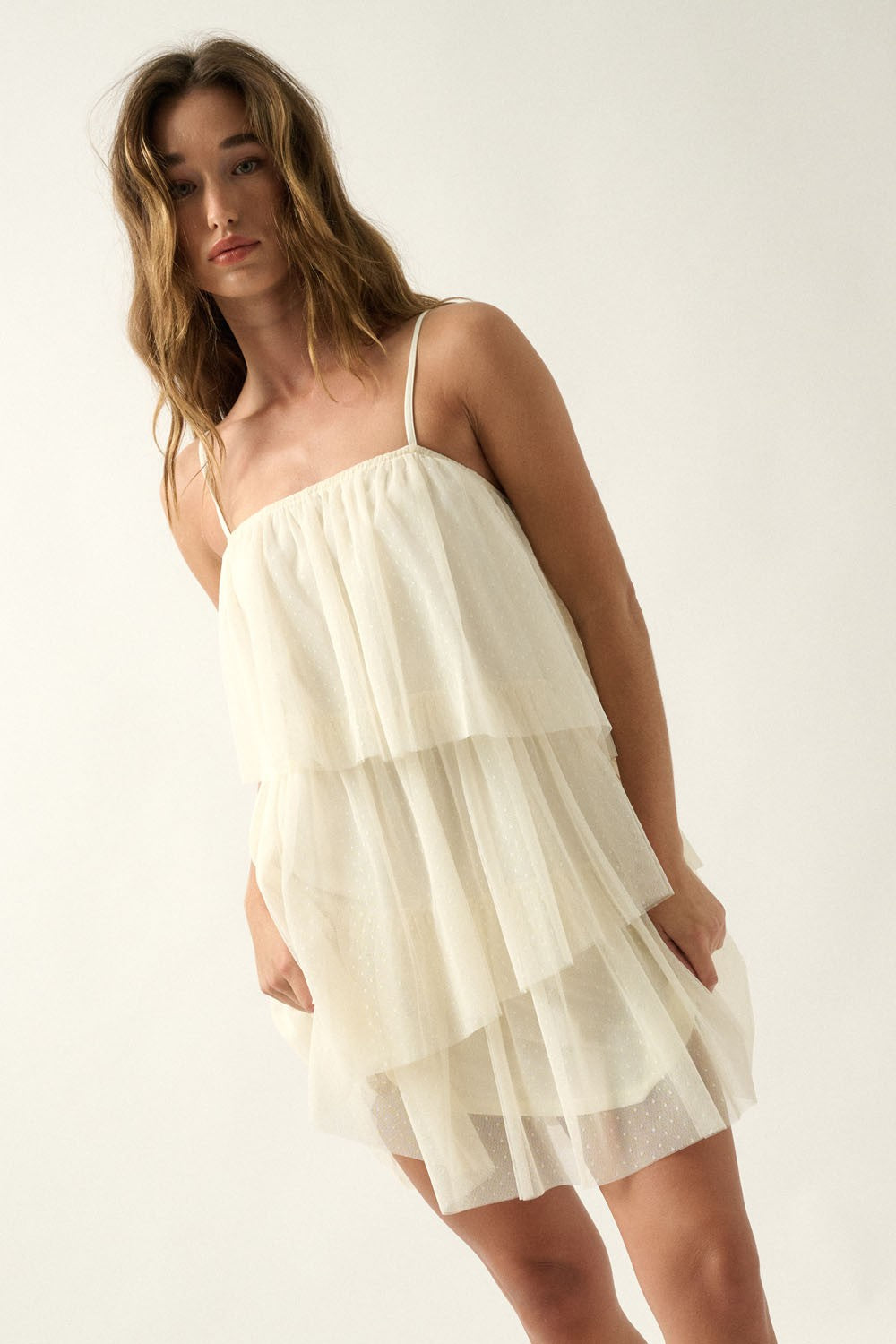 The Wrenley Layered Tulle Mini Dress | Cream |