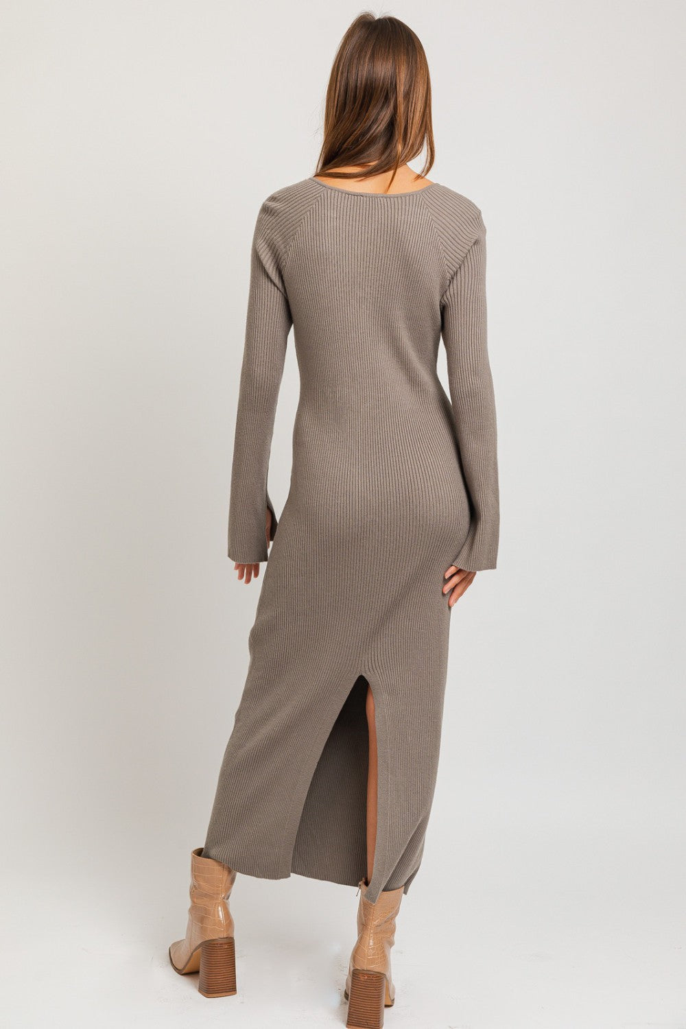 The Lana Ribbed Maxi Sweater Dress | Olive |