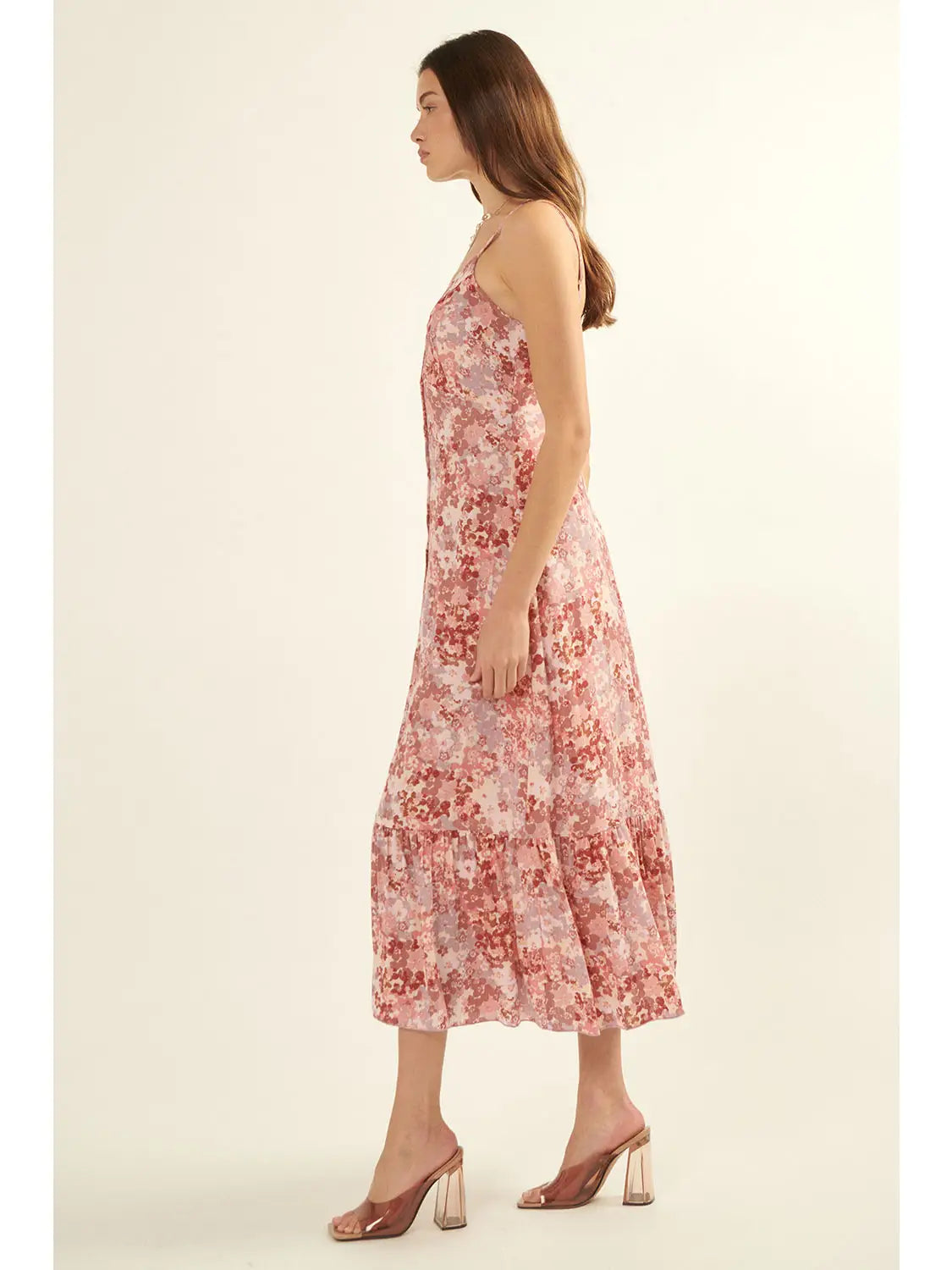 The Lola Floral Sweetheart Midi Dress | Blush |