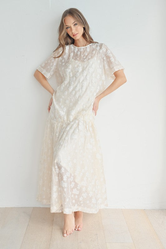 The Ember Lace Floral Maxi Dress | Cream |