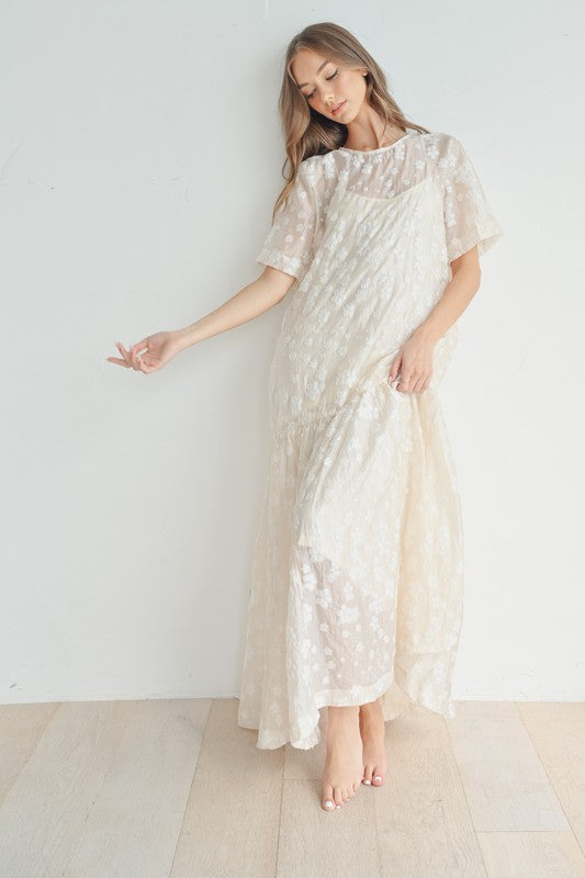 The Ember Lace Floral Maxi Dress | Cream |