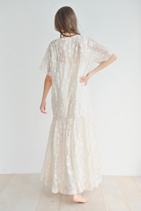 The Ember Lace Floral Maxi Dress | Cream |