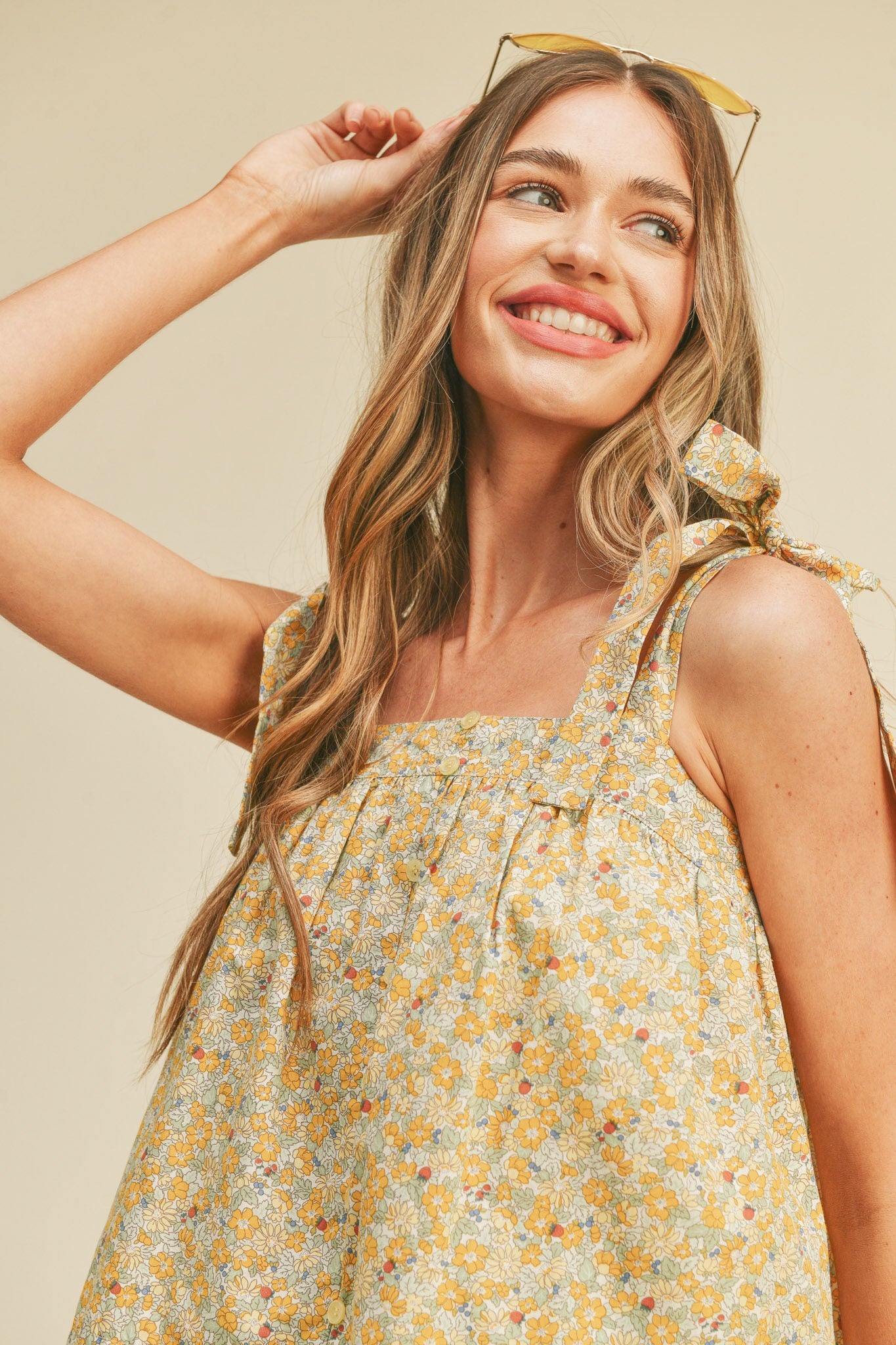 The Rue Floral Tie Top | Golden Yellow |