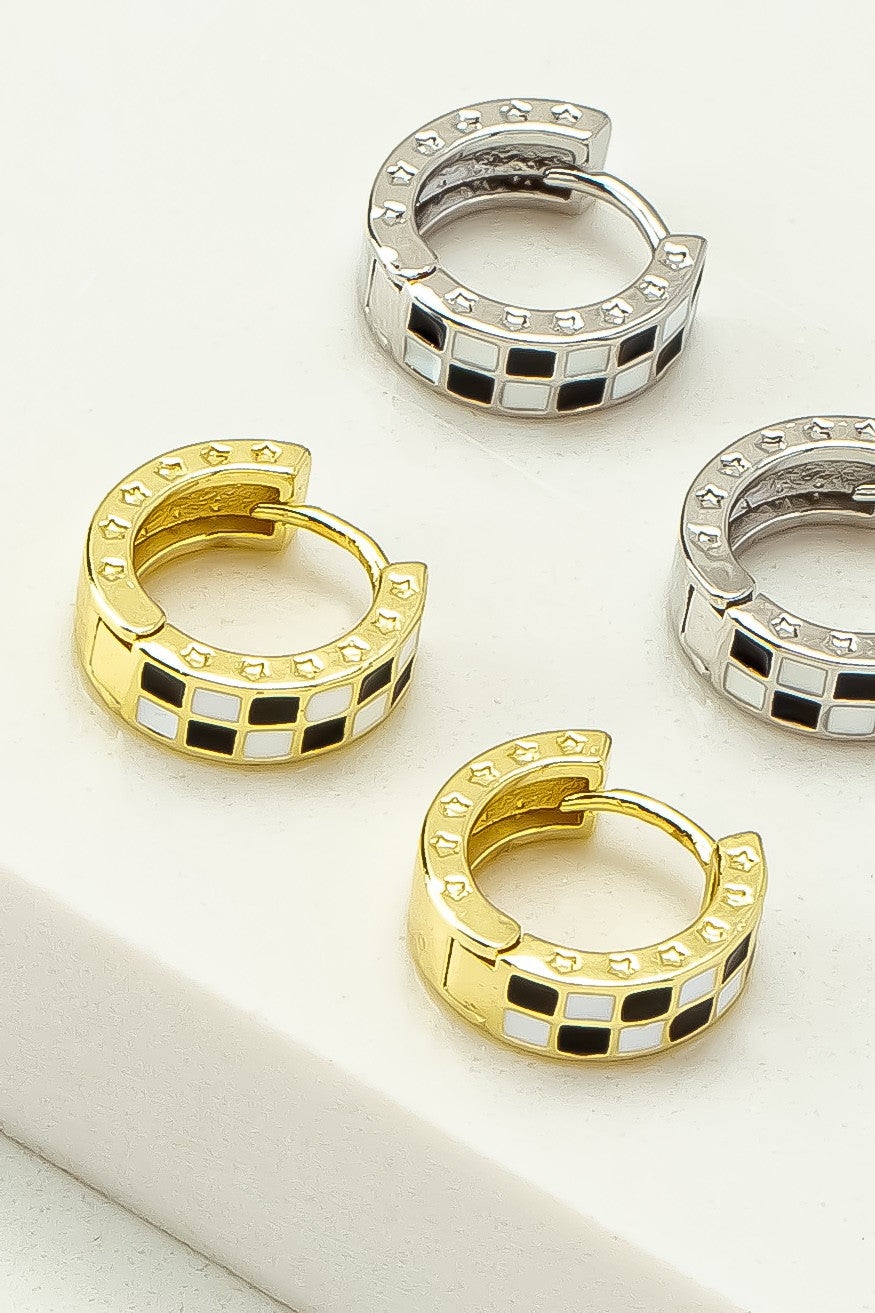 The Holli Checkered Huggie Earrings