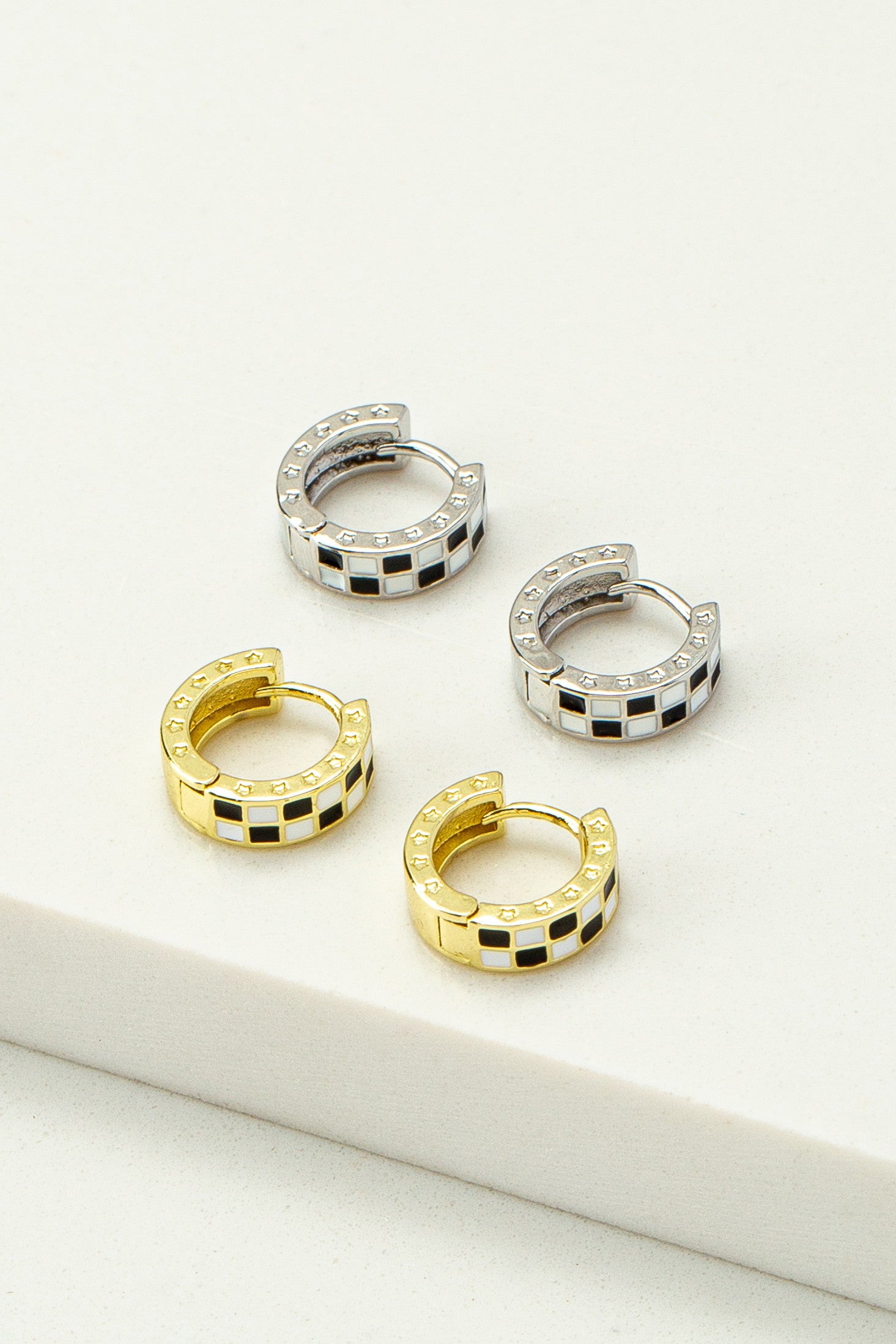 The Holli Checkered Huggie Earrings