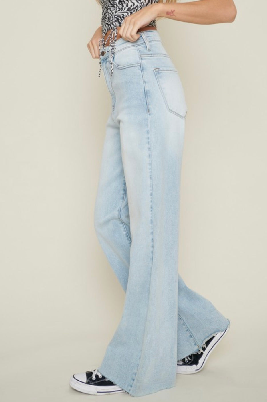 The Avery Wide Leg Denim Pant | Light Wash |