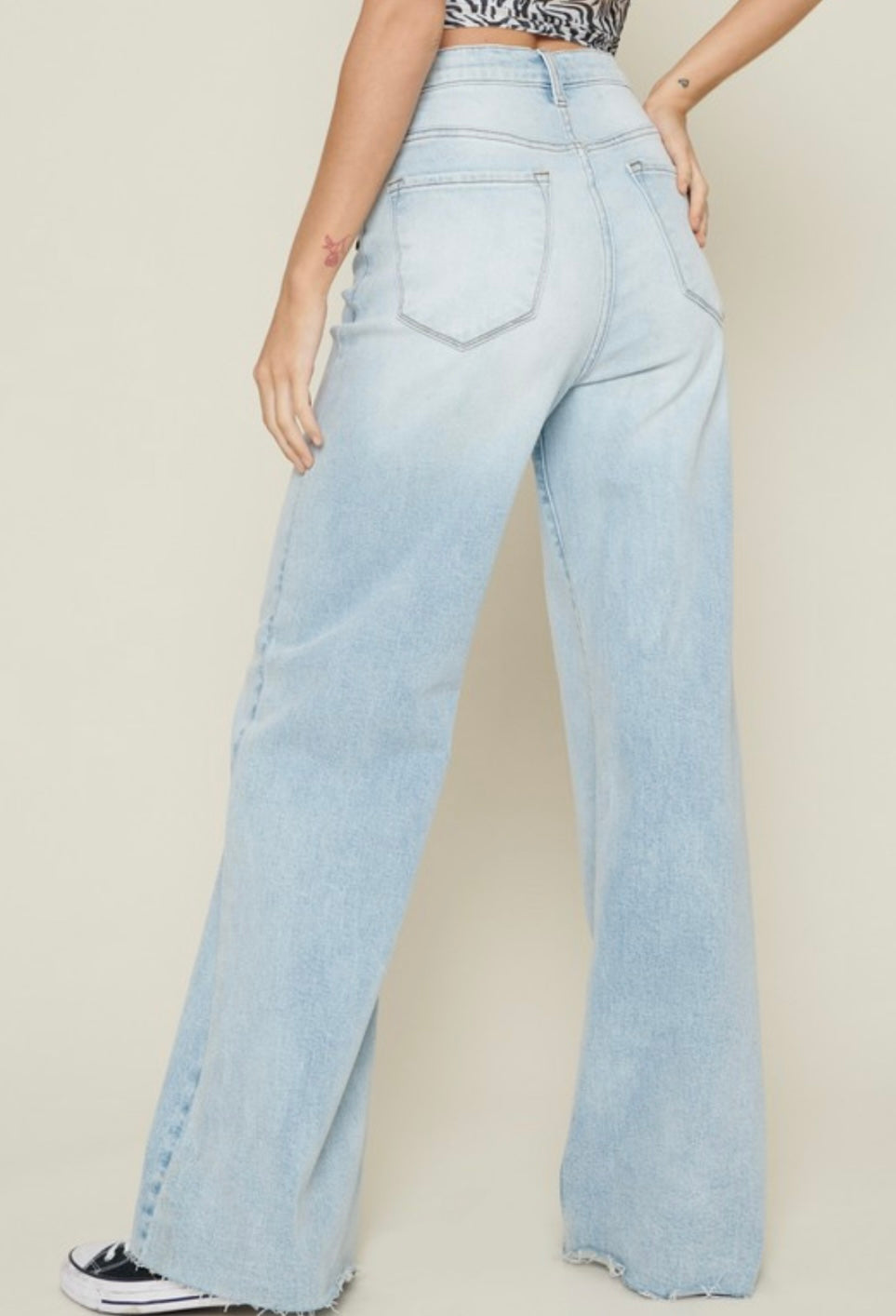 The Avery Wide Leg Denim Pant | Light Wash |