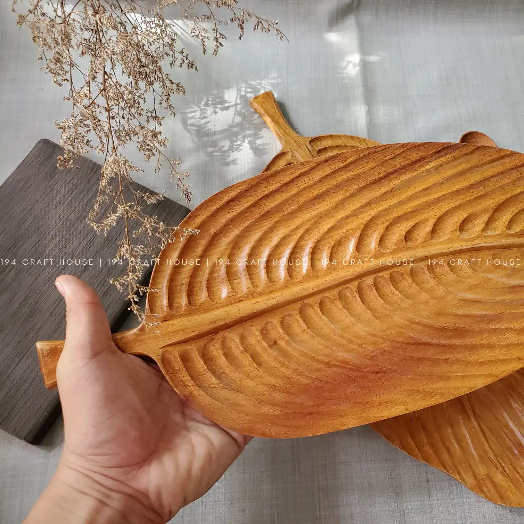 The Hand-Carved Wooden Leaf Serving Tray