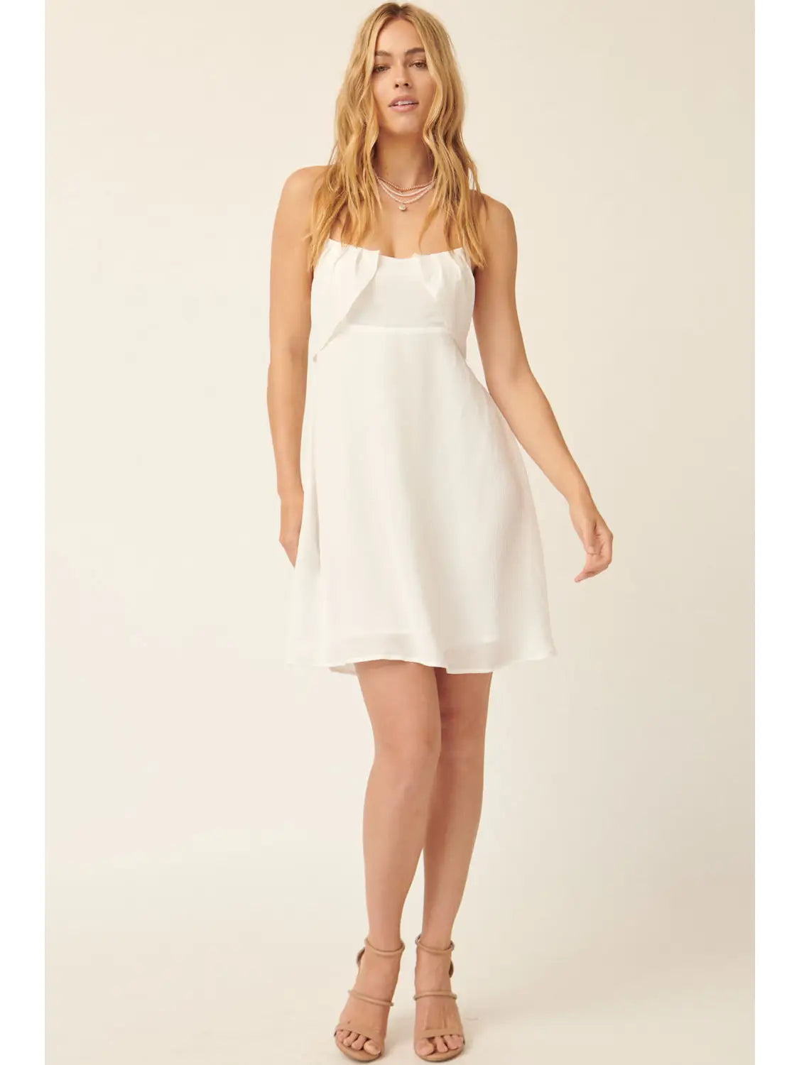 The Isla Draped Bodice Mini Dress | White |