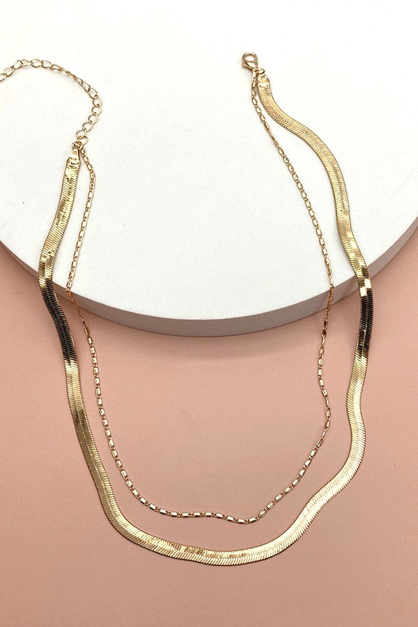 The Anne Double Snake Chain Necklace | Gold |