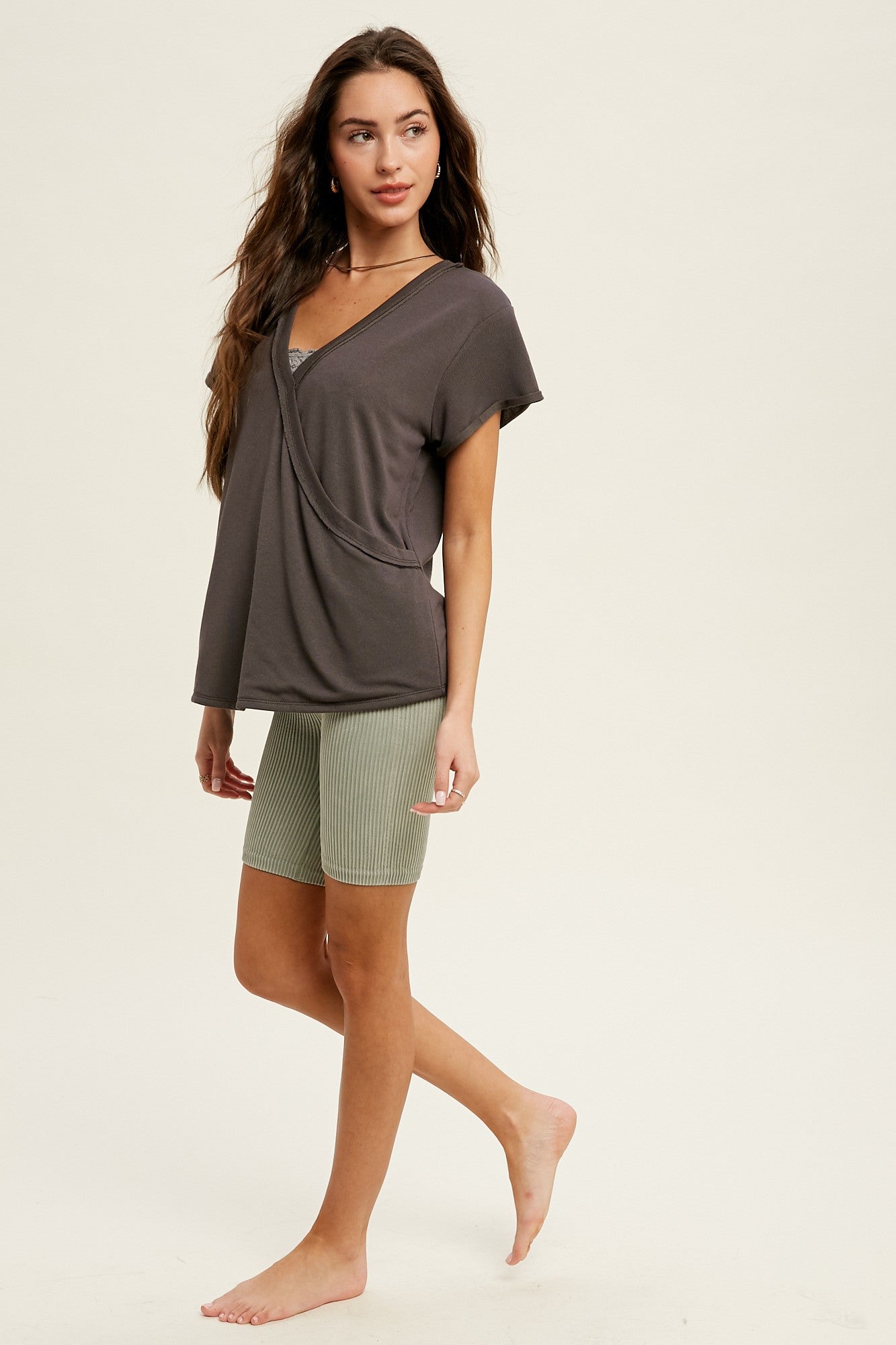 The Claire Reversable Knit Top | Charcoal |