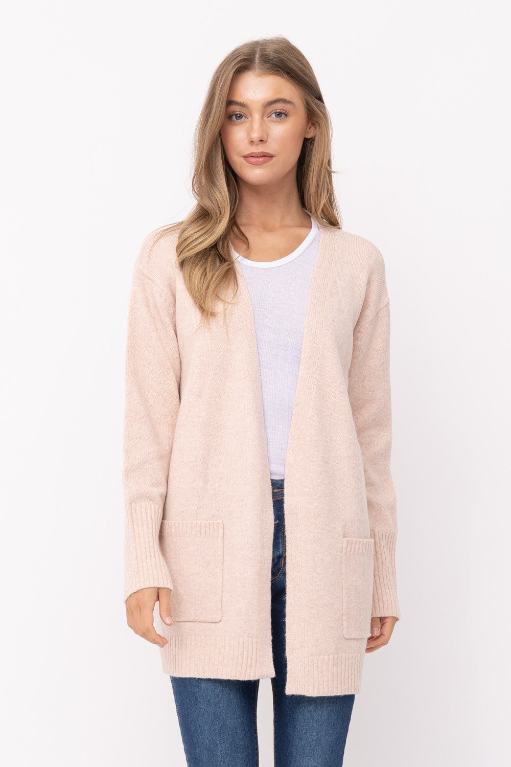 The Hope Open Front Mossy Cardigan | Dusty Pink |