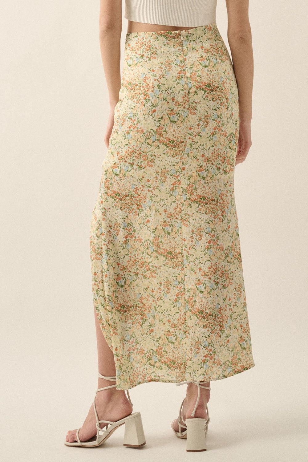 The Sidney Floral High Waist Maxi Skirt | Yellow |