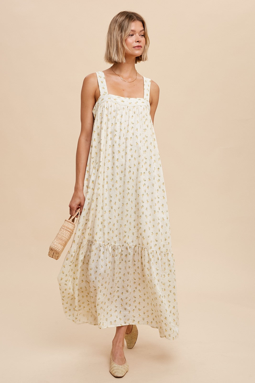 The Magnolia Floral Print Tank Maxi Dress | Lemon Cream |