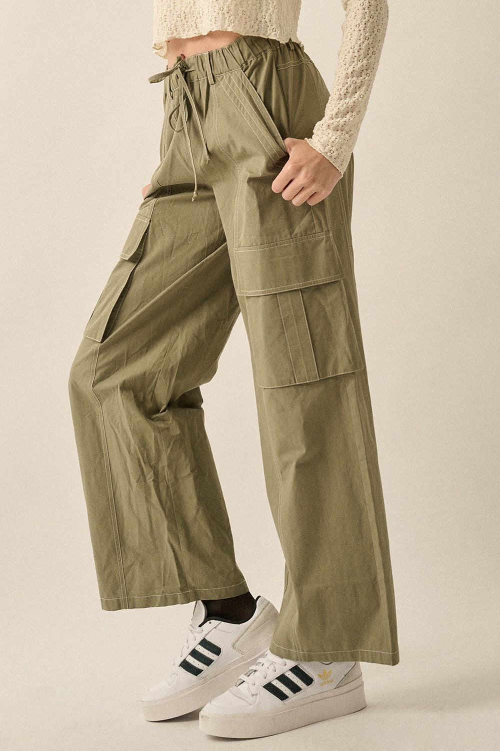 The Skyler Exposed Seam Cargo Pants | Muted Green |