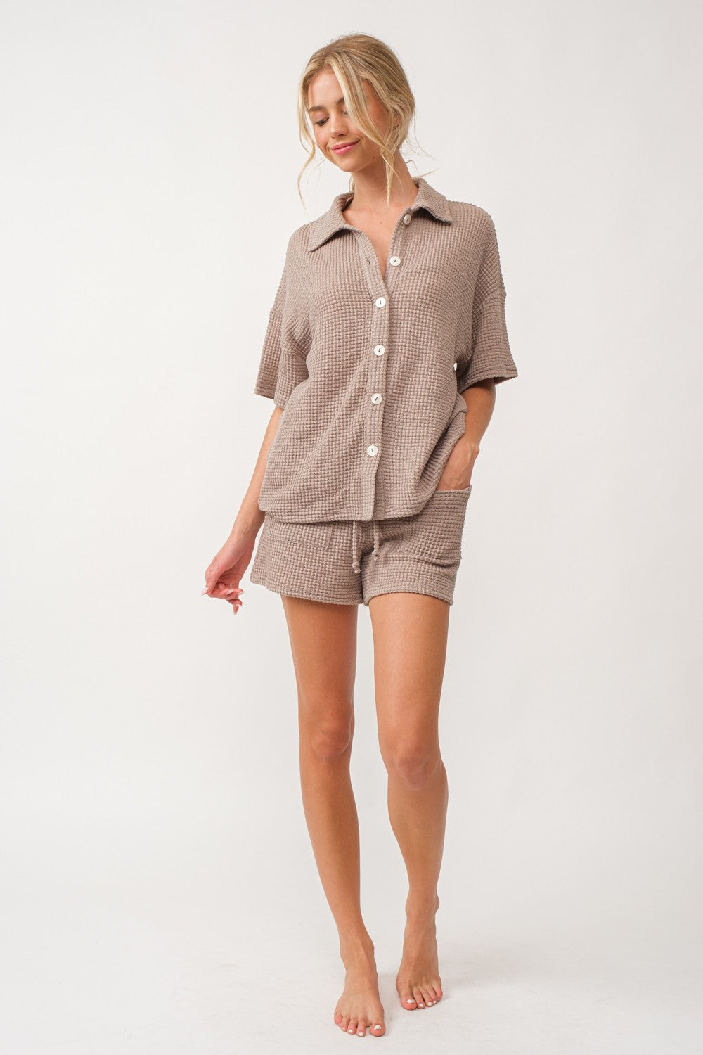 The Nora Top + Shorts Lounge Set | Taupe |