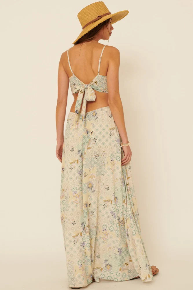 The Sienna Floral Patch Cutout Maxi Dress  | Seagrass |