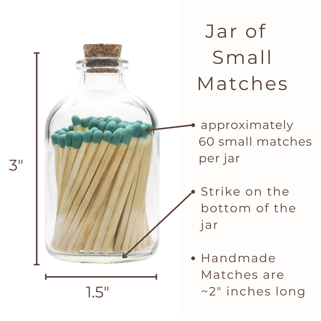 The Small Safety Matches | Apothecary Glass Jar | Teal