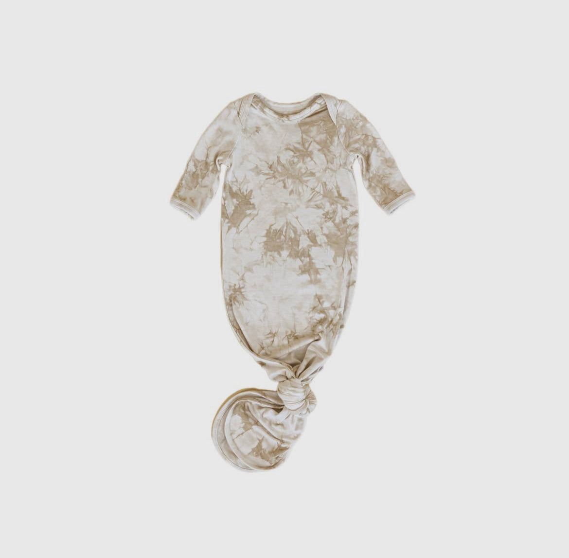 The River Bamboo Tie Dye Knotted Gown | Taupe + Ivory | 0-6 Months