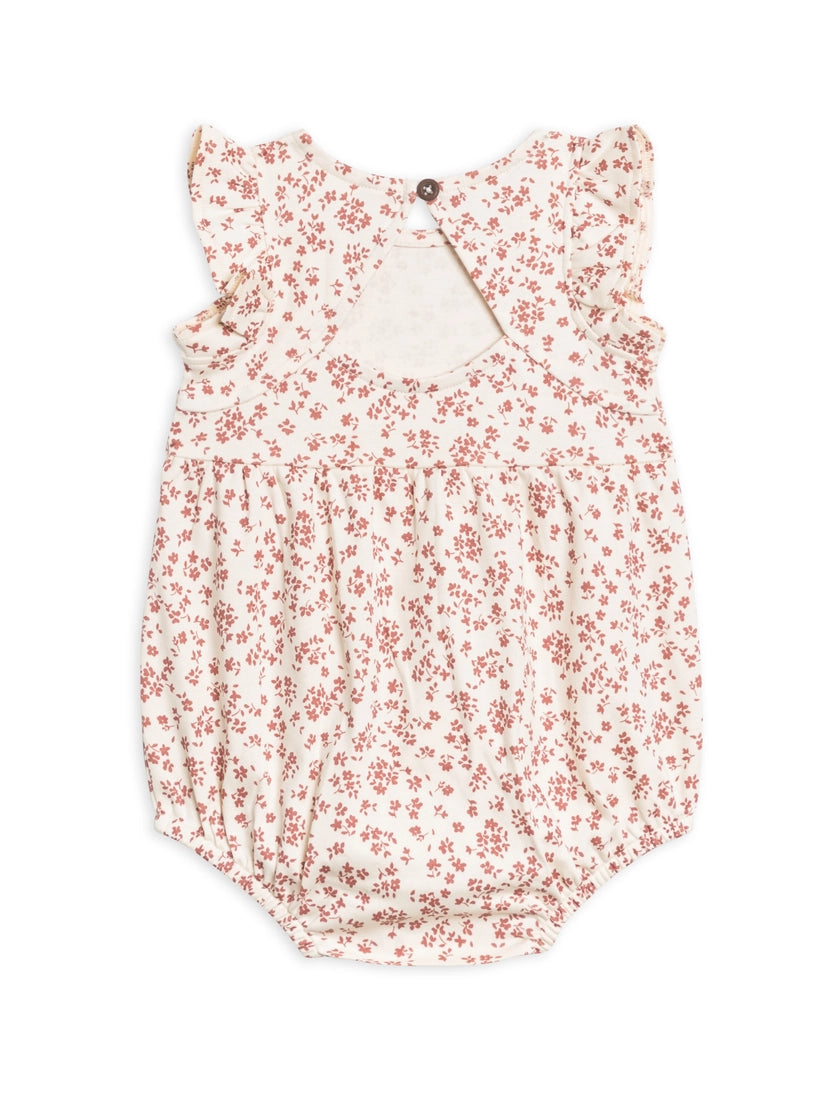 The Monroe Organic Baby Floral Bubble Romper | Berry + Ivory |