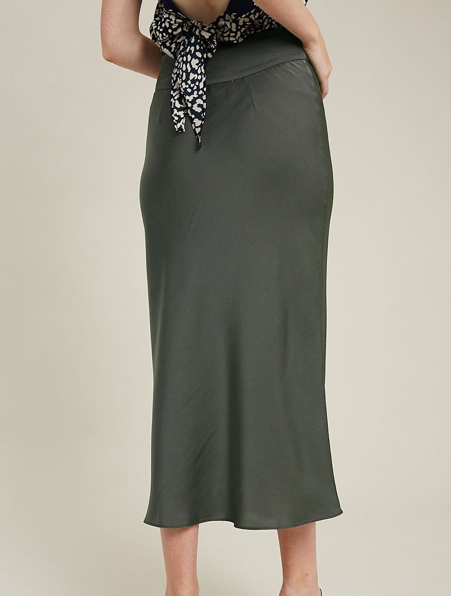 The Maude Satin Midi Skirt