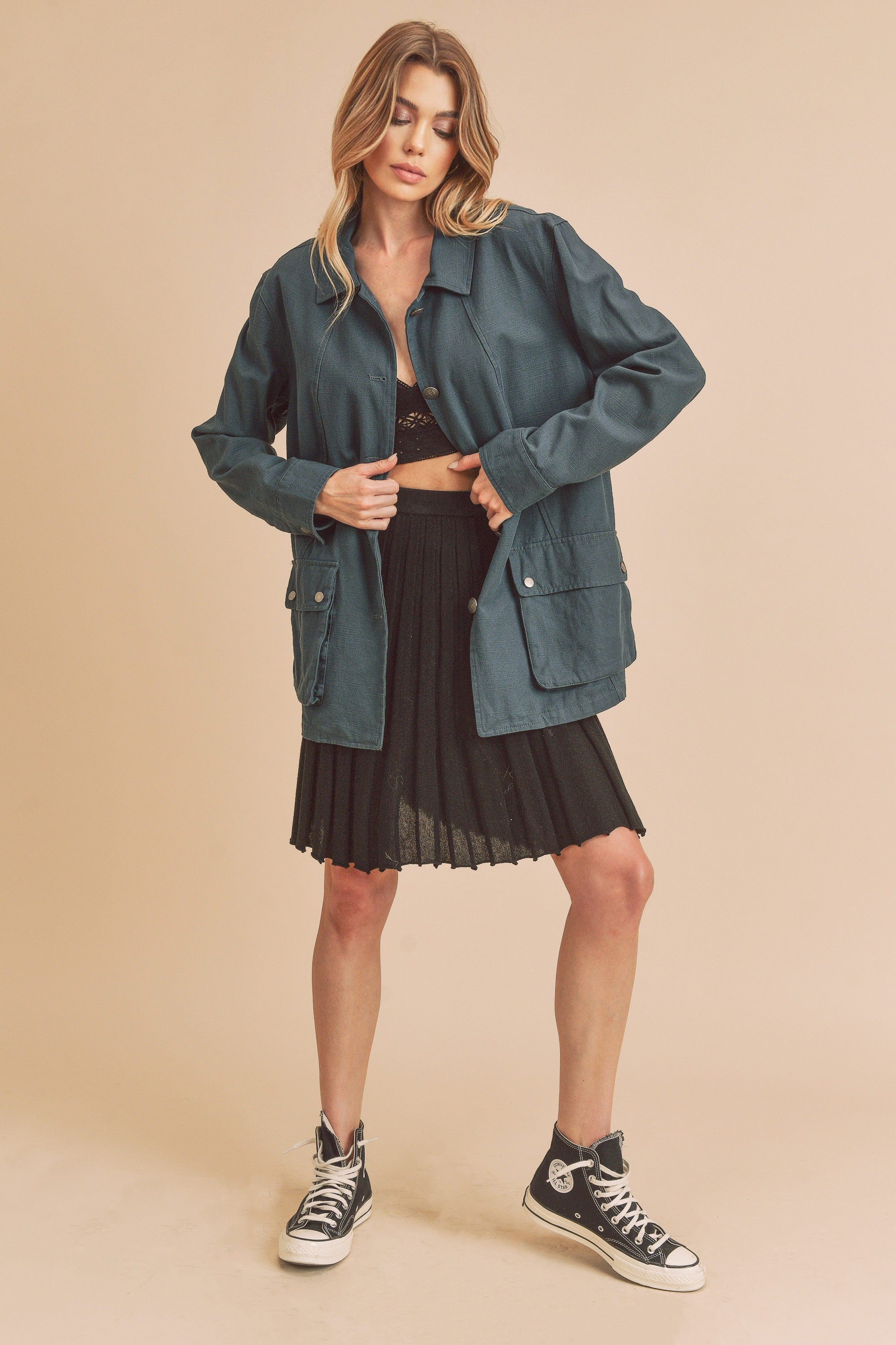 The Rayna Button-UP Jacket | Teal |