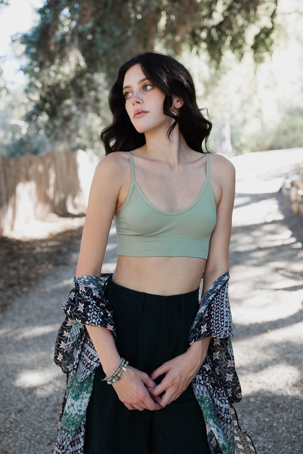 The Luci Low Back Seamless Bralette | Sage |