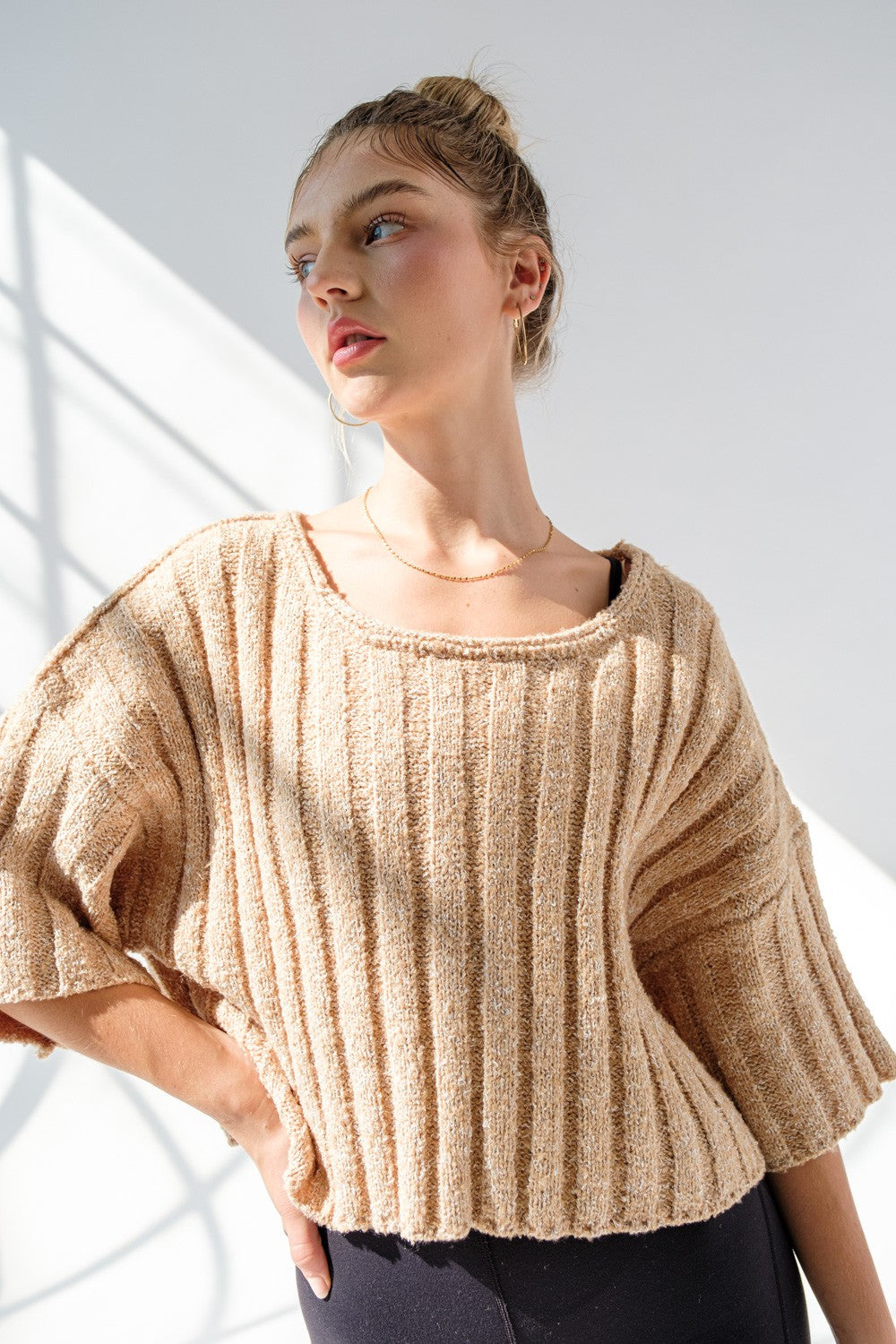 The Wendi Two-Tone Sweater | Taupe |