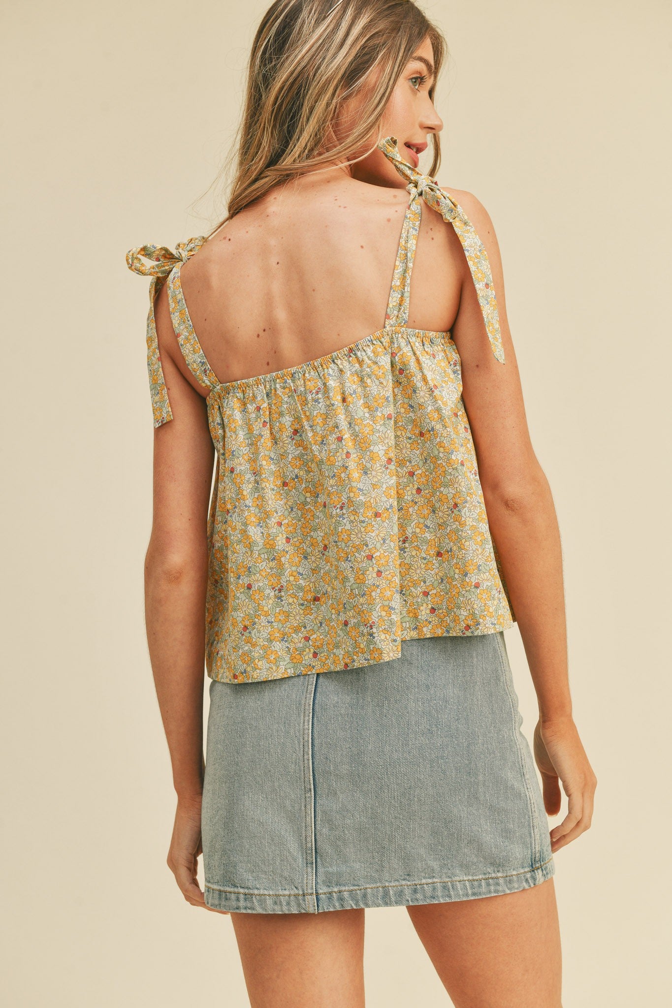 The Rue Floral Tie Top | Golden Yellow |