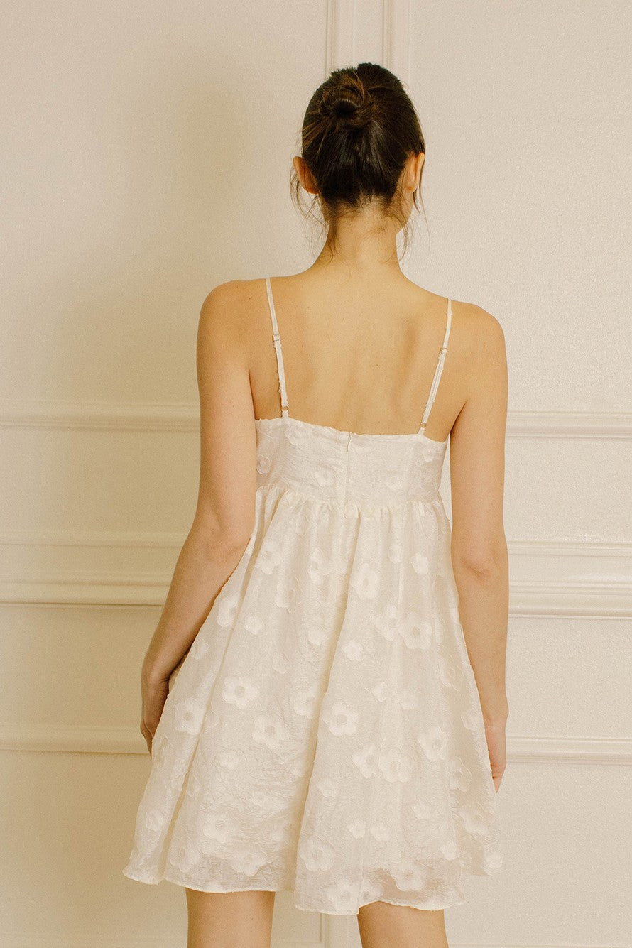 The Wynna Embossed Flower Mini Dress | Cream Floral | | Lux n Lav