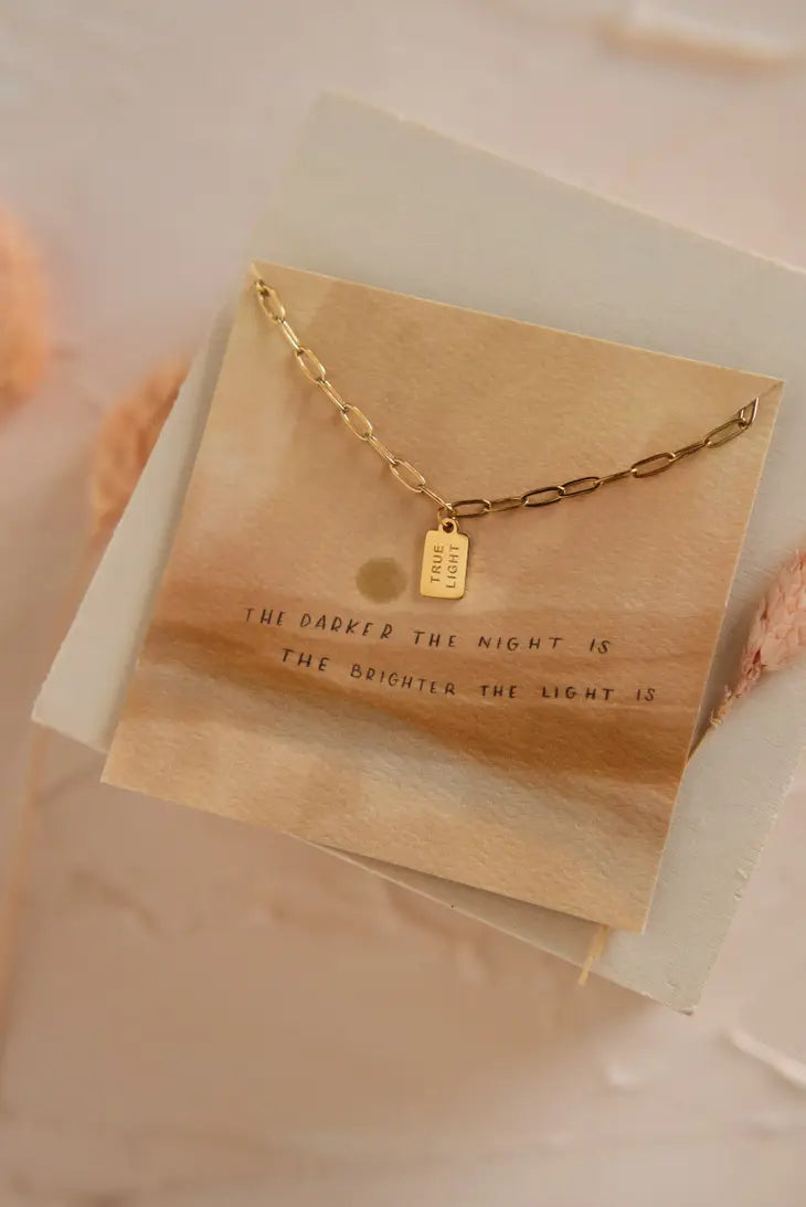 The True Light Mini Tag Necklace | Gold |