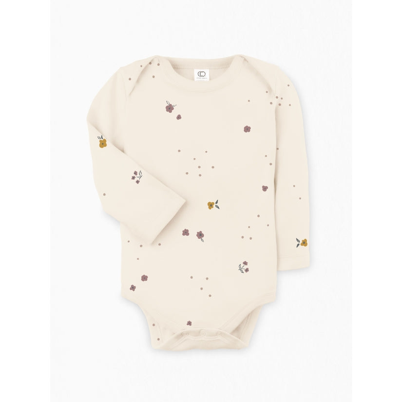 The Mia Long Sleeve Baby Bodysuit | Ivory + Floral |