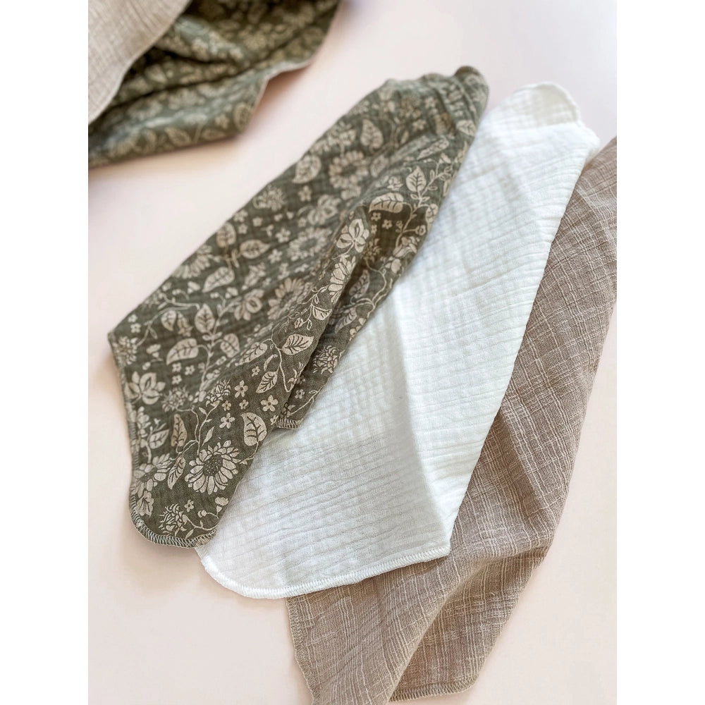 The Evie Burp Cloth Set | Green Floral |