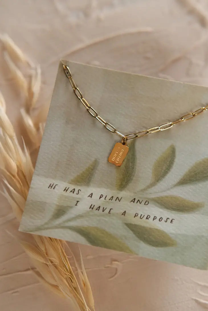 The Hope + Future Mini Tag Necklace | Gold |