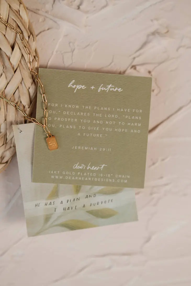 The Hope + Future Mini Tag Necklace | Gold |