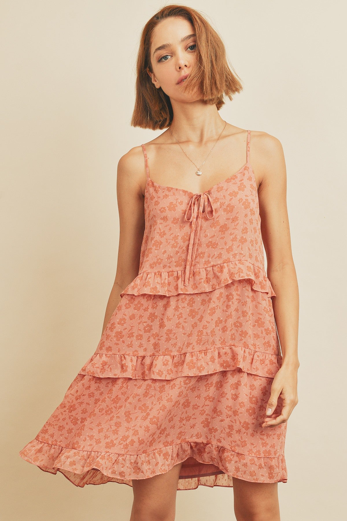 The Isabelle Floral Ruffle Mini Dress | Mauve |