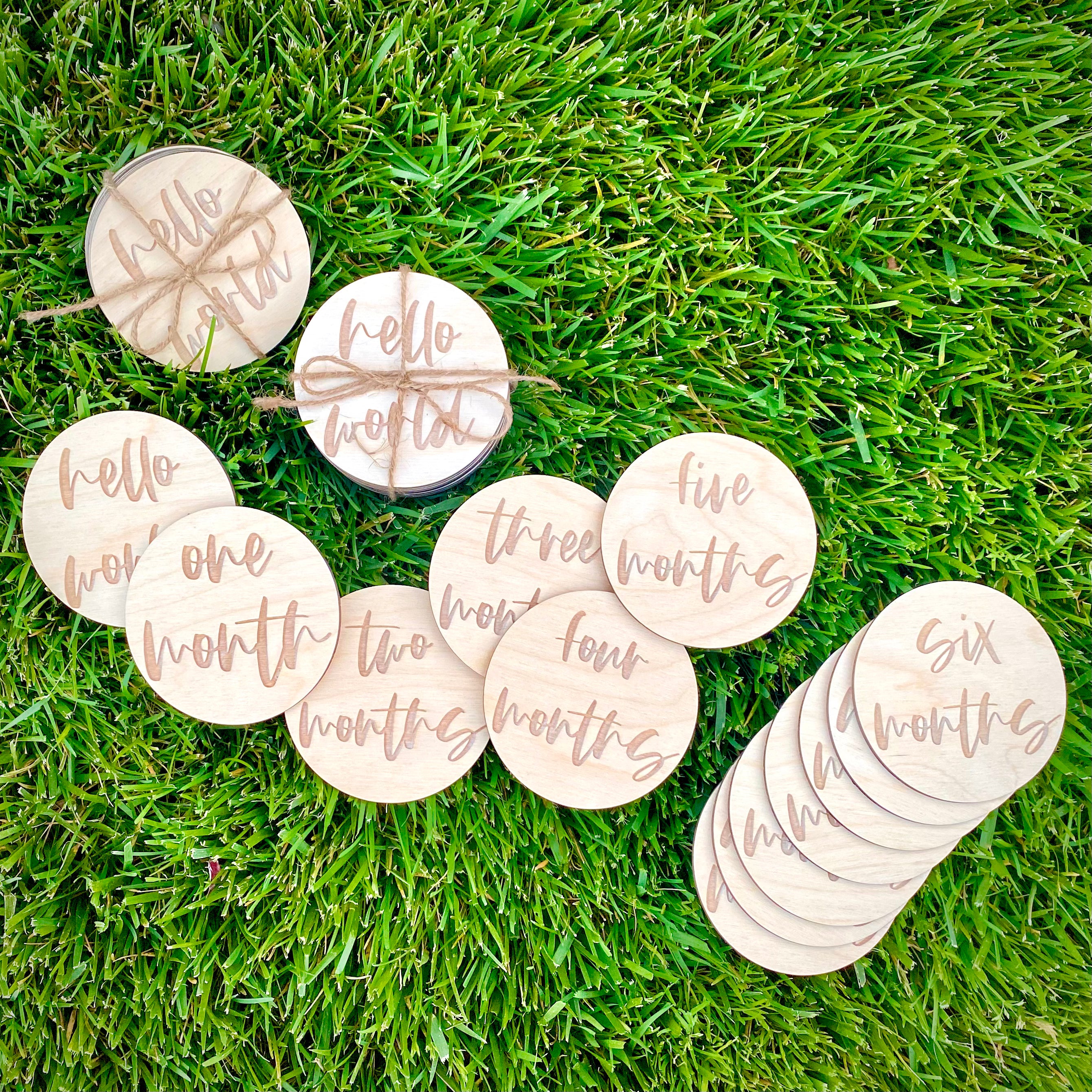 Baby Milestone Marker Discs | Light Wood |
